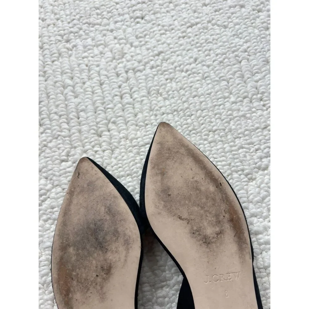 j. crew black leather flats pointed toe asymmetric cut size 8 - Picture 5 of 9